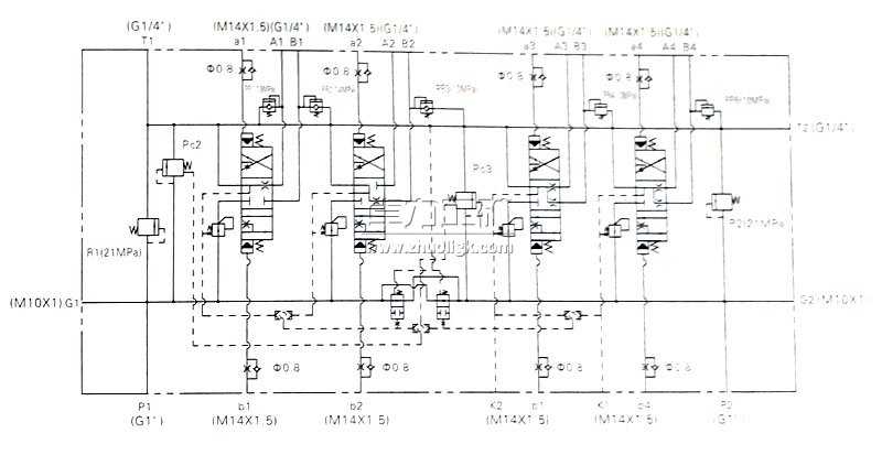 LTYB-G28L-4T全負載敏感比例多路換向閥液壓原理圖